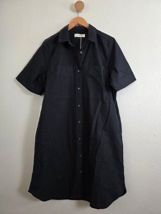 Everlane Dresses & Skirts - Everlane The Oxford Short Sleeve Black Shirt Dress NWT Organic Cotton Medium M